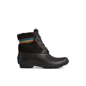 Saltwater™ Rainbow Sherpa Duck Boot Black