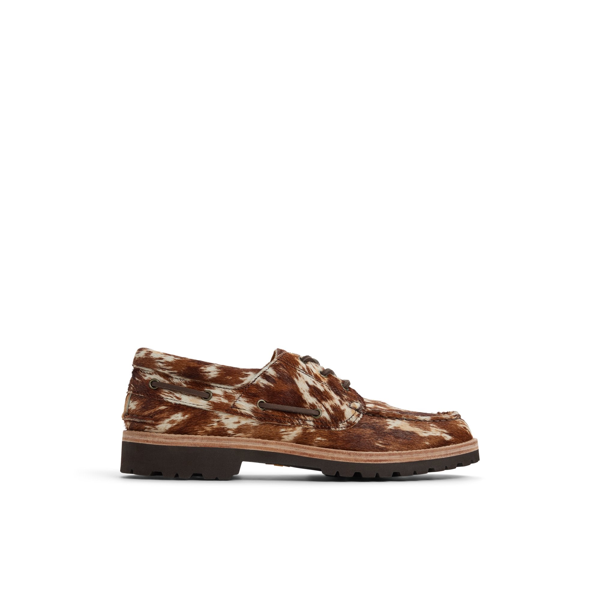 Cow Print 3 Eye Boat Shoe